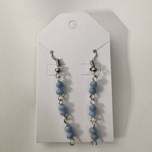 Blue Beaded Dangle Earrings